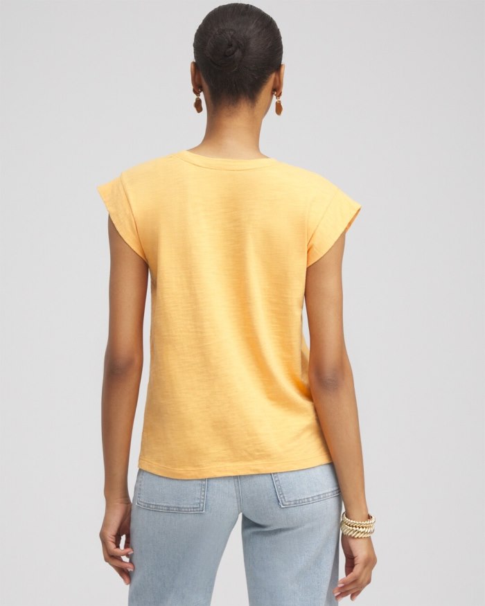 Chicos Cap Sleeve Tee - Mango Sorbet