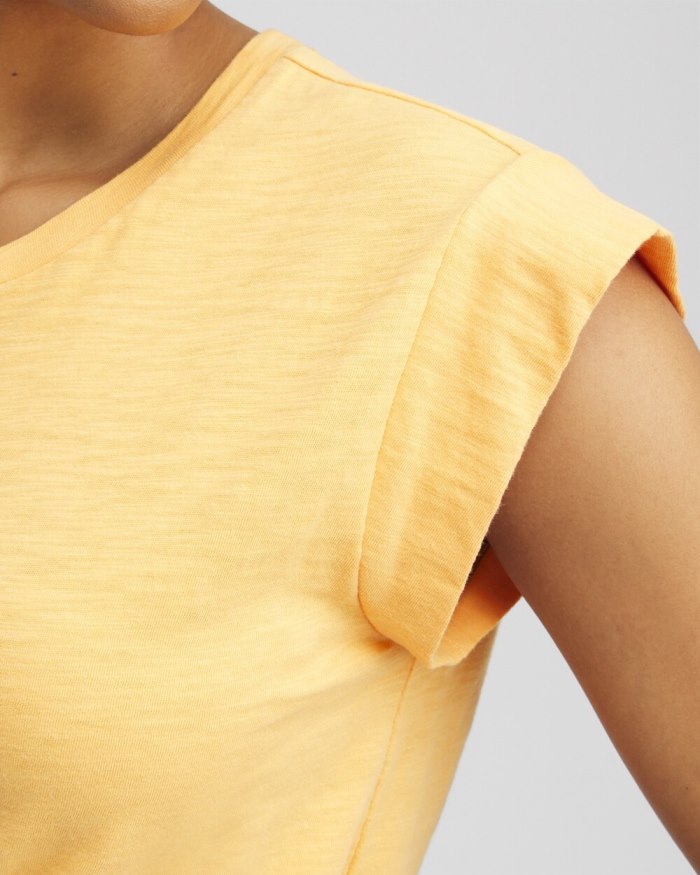 Chicos Cap Sleeve Tee - Mango Sorbet