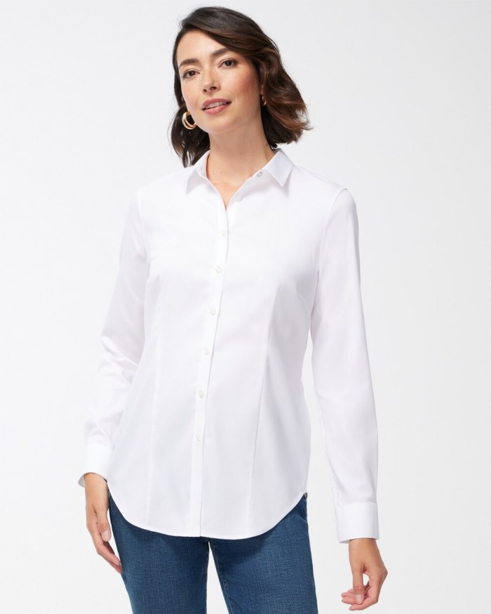 Chicos No-Iron Fitted Stretch Shirt - Optic White