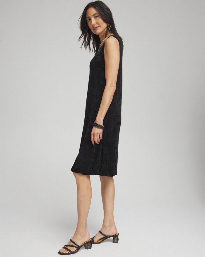 Chicos Travelers Jacquard Bubble Hem Dress - Travelers Black