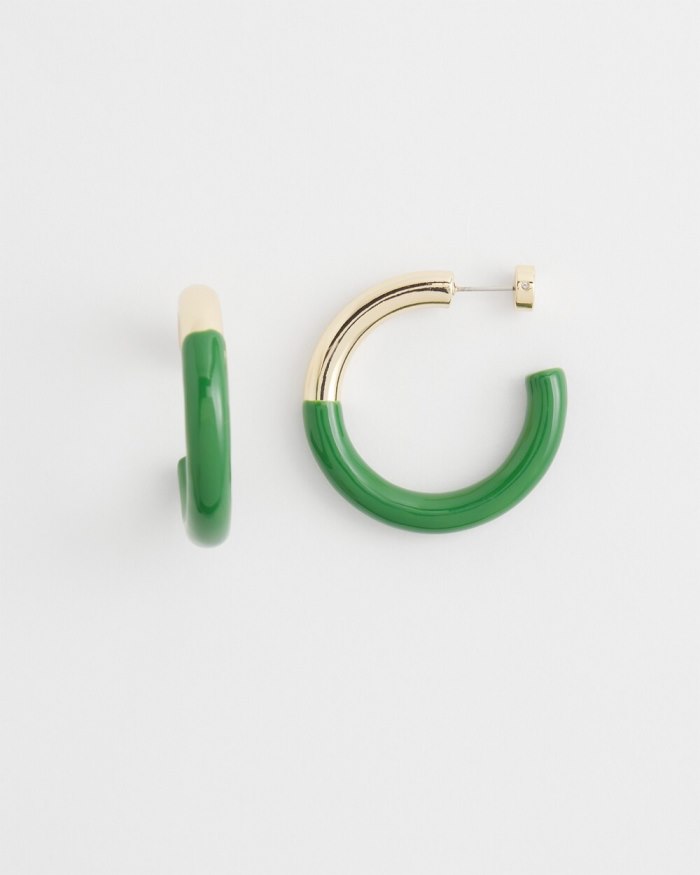 Chicos No Droop Green Dipped Hoops - Verdant Green