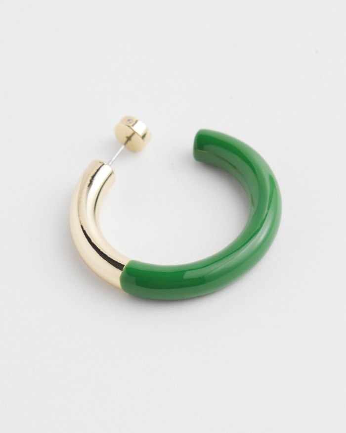 Chicos No Droop Green Dipped Hoops - Verdant Green