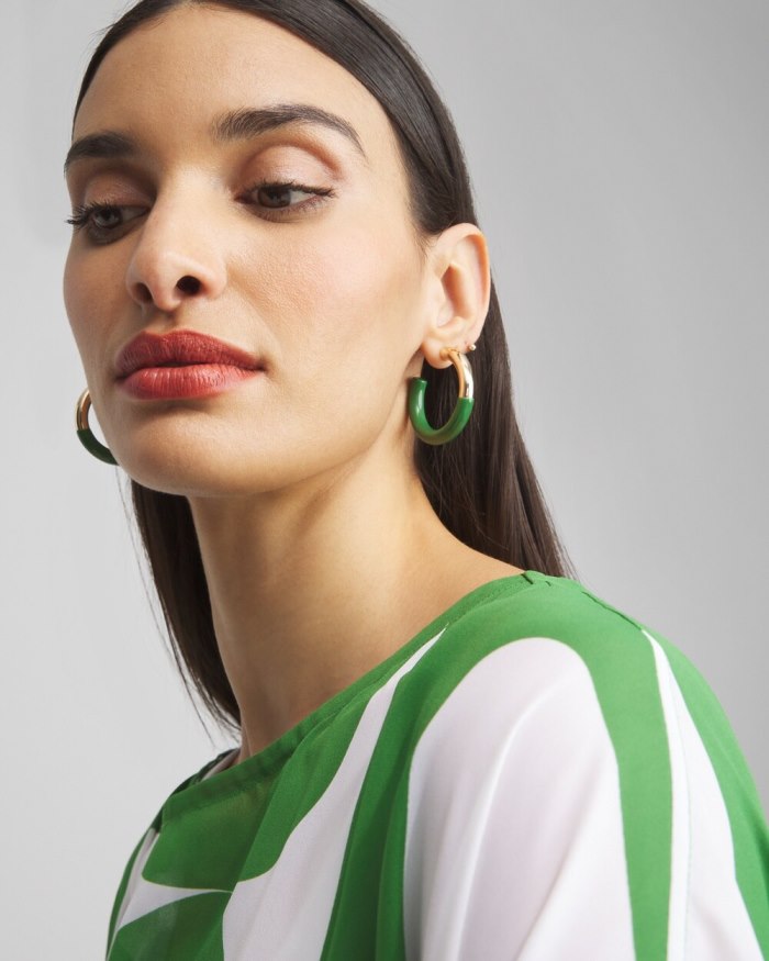 Chicos No Droop Green Dipped Hoops - Verdant Green