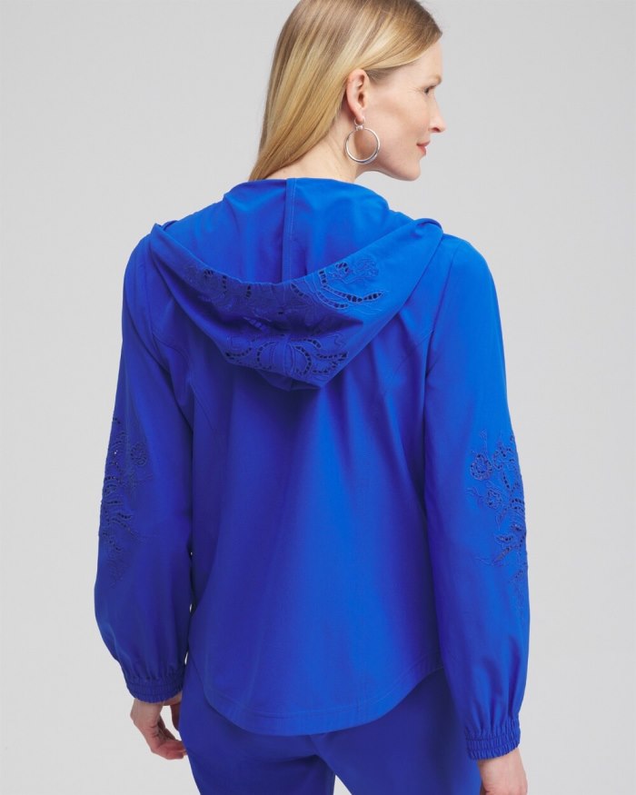 Chicos Zenergy Neema Embroidered Jacket - Intense Azure