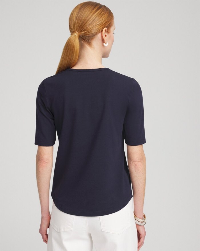 Chicos Embellished Flag Tee - Classic Navy