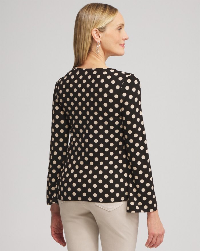 Chicos Touch of Cool Polka Dot Flare Tee - Smokey Taupe