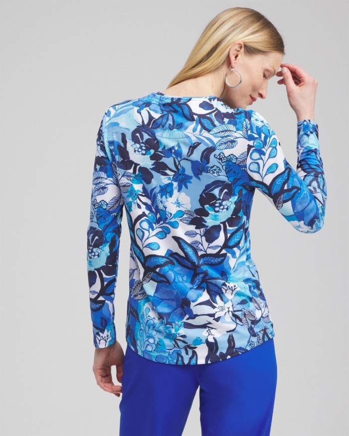 Chicos Zenergy UPF Floral Sun Tee - Intense Azure