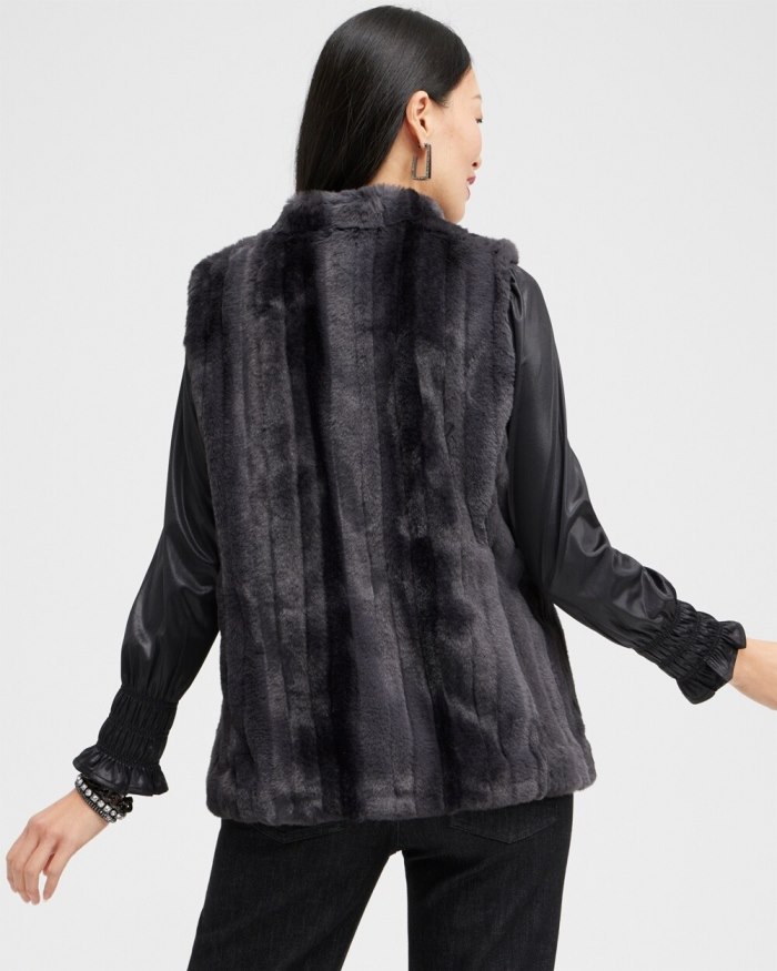 Chicos Faux Fur Vest - Gray