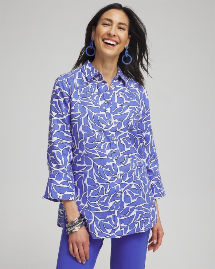 Chicos No Iron Abstract 3/4 Sleeve Shirt - Purple Nightshade