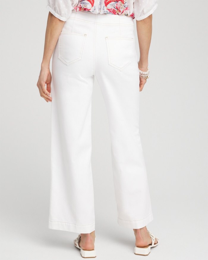 Chicos No Stain Pull-On Wide Leg Cropped Jeans - Alabaster