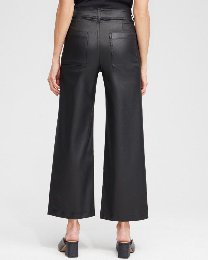 Chicos Coated Wide Leg Cropped Denim - Black