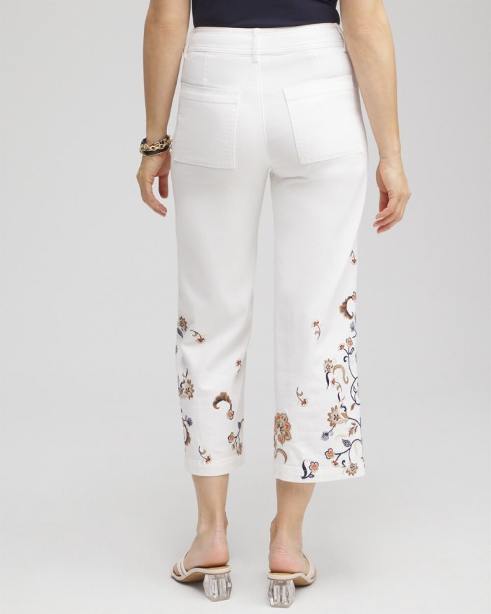 Chicos Embroidered Cropped Trouser Jeans - Alabaster