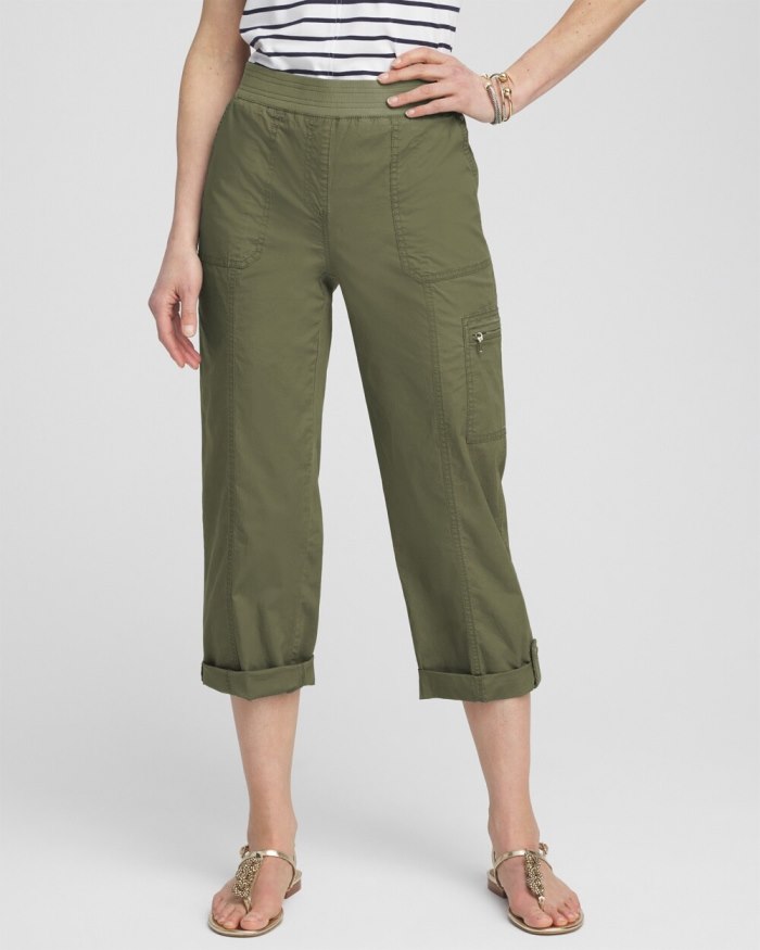 Chicos Poplin Cropped Pants - SECRET MEADOW