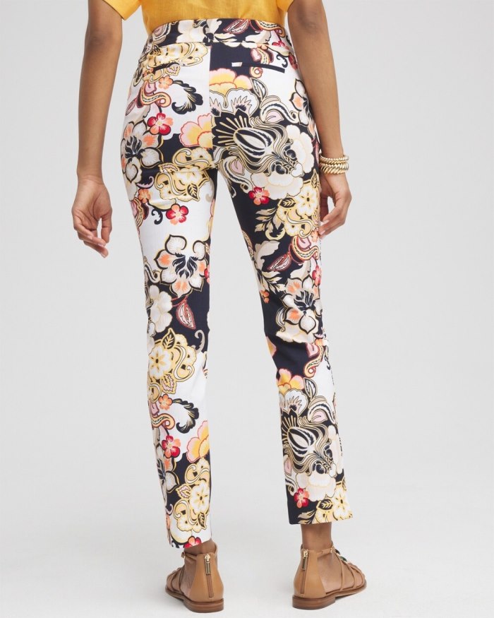 Chicos Brigitte Warm Floral Ankle Pants - Alabaster