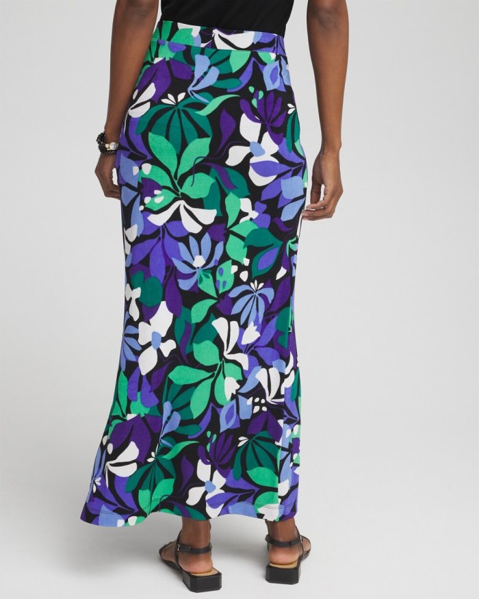 Chicos Travelers Floral Maxi Skirt - Purple Nightshade