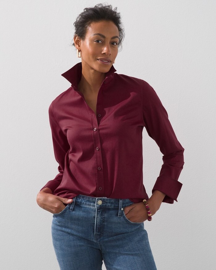 Chicos No Iron Stretch Shirt - Deep Chianti