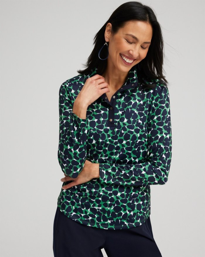 Chicos Zenergy UPF Mosaic Long Sleeve Top - Twisted Ivy