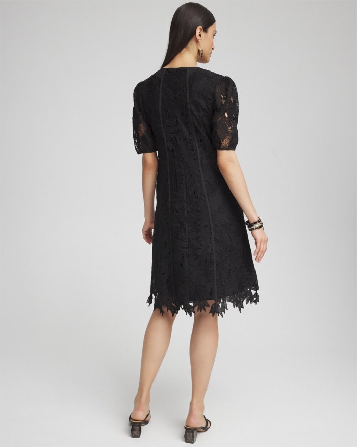 Chicos Lace Leaf Dress - Black