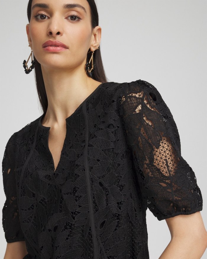 Chicos Lace Leaf Dress - Black