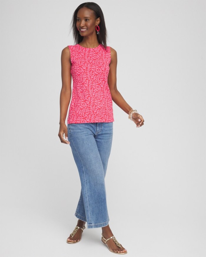 Chicos Floral Button Detail Tank - DELIGHTFUL PINK