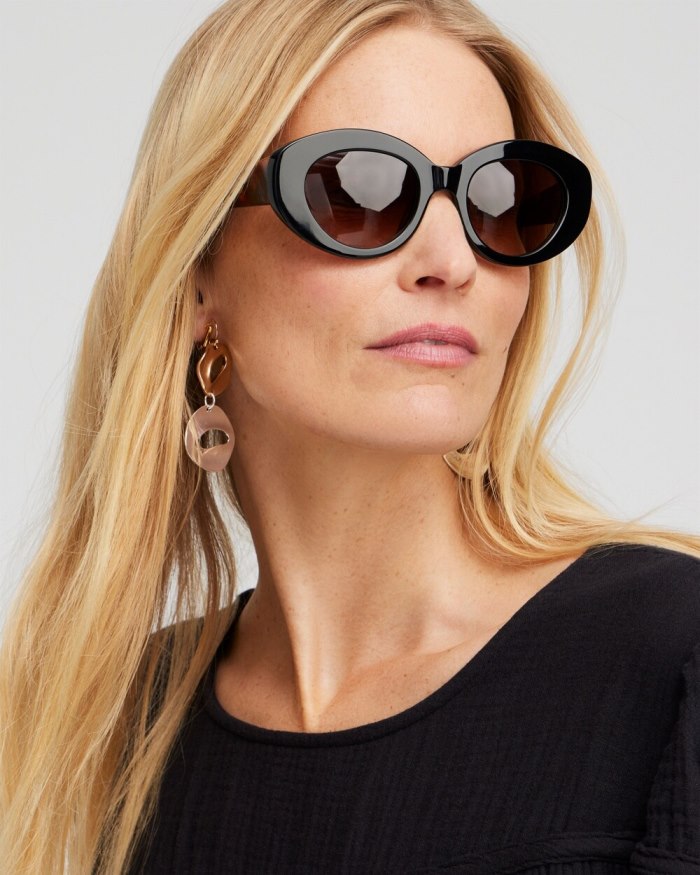 Chicos Black & Tort Print Sunglasses - Black