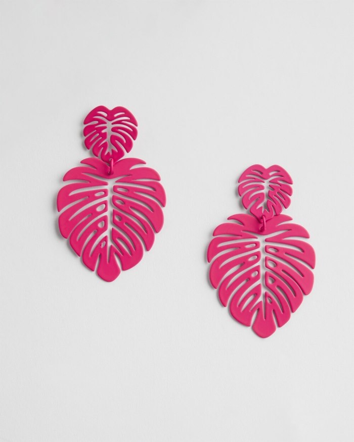 Chicos No Droop Pink Leaf Earrings - PINK BROMELIAD