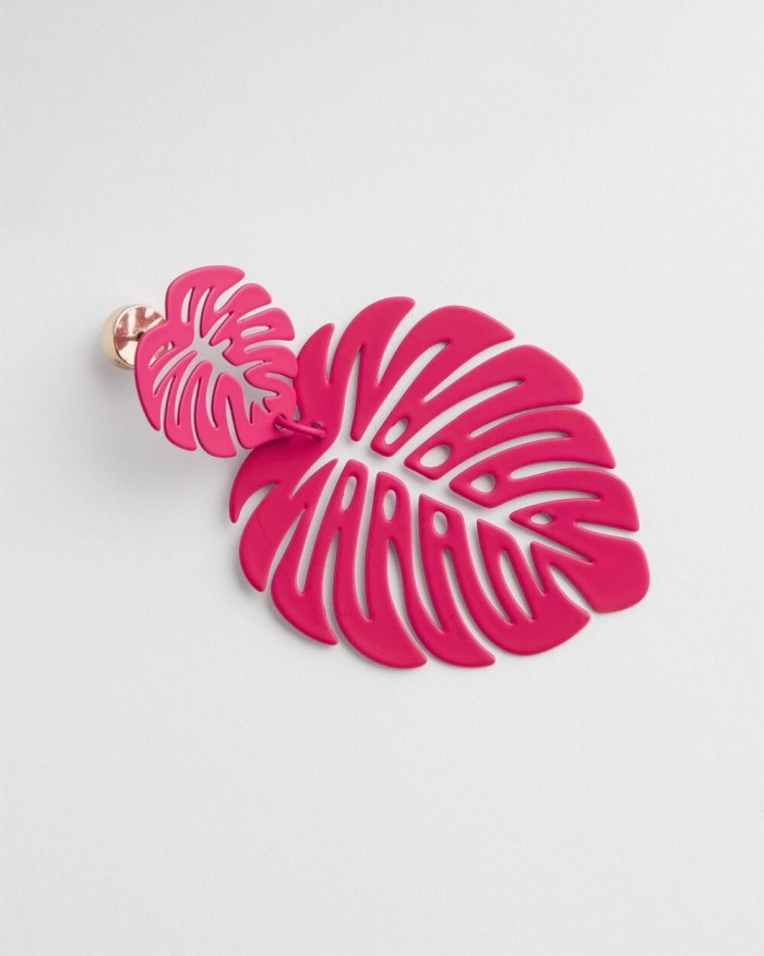 Chicos No Droop Pink Leaf Earrings - PINK BROMELIAD