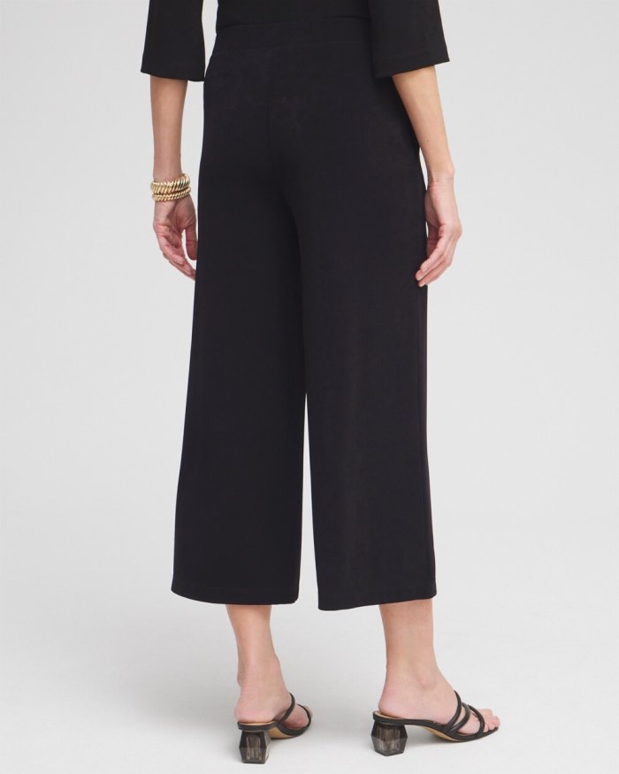 Chicos Travelers Wide Leg Pocket Cropped Pants - Travelers Black