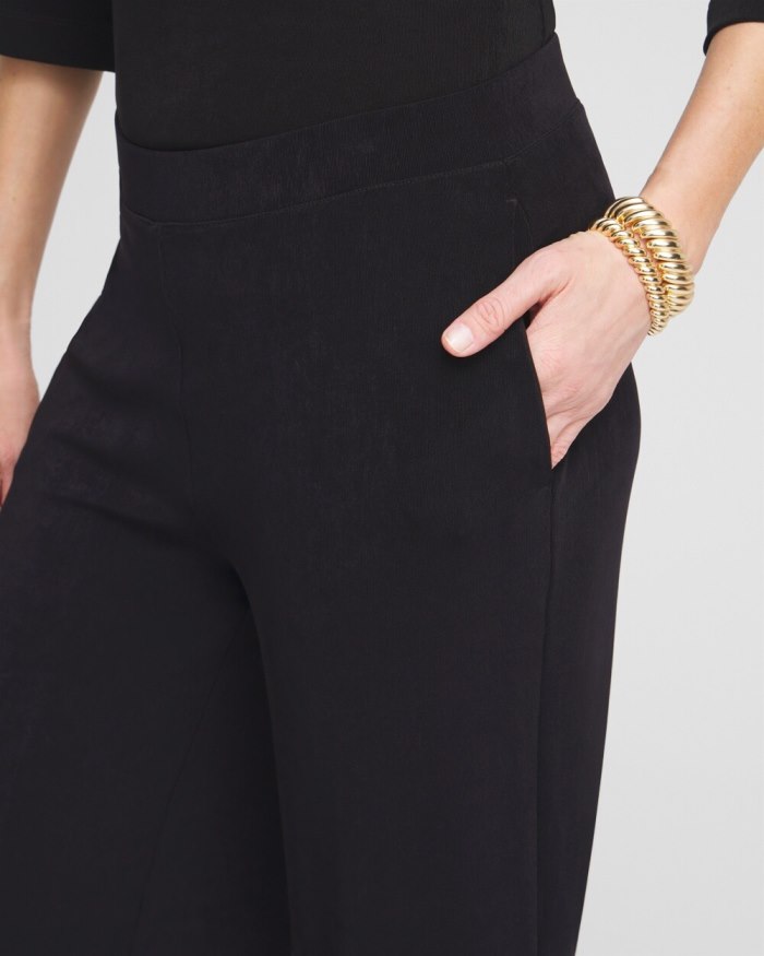 Chicos Travelers Wide Leg Pocket Cropped Pants - Travelers Black